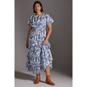 Anthropologie Blue and White Maxi Dress